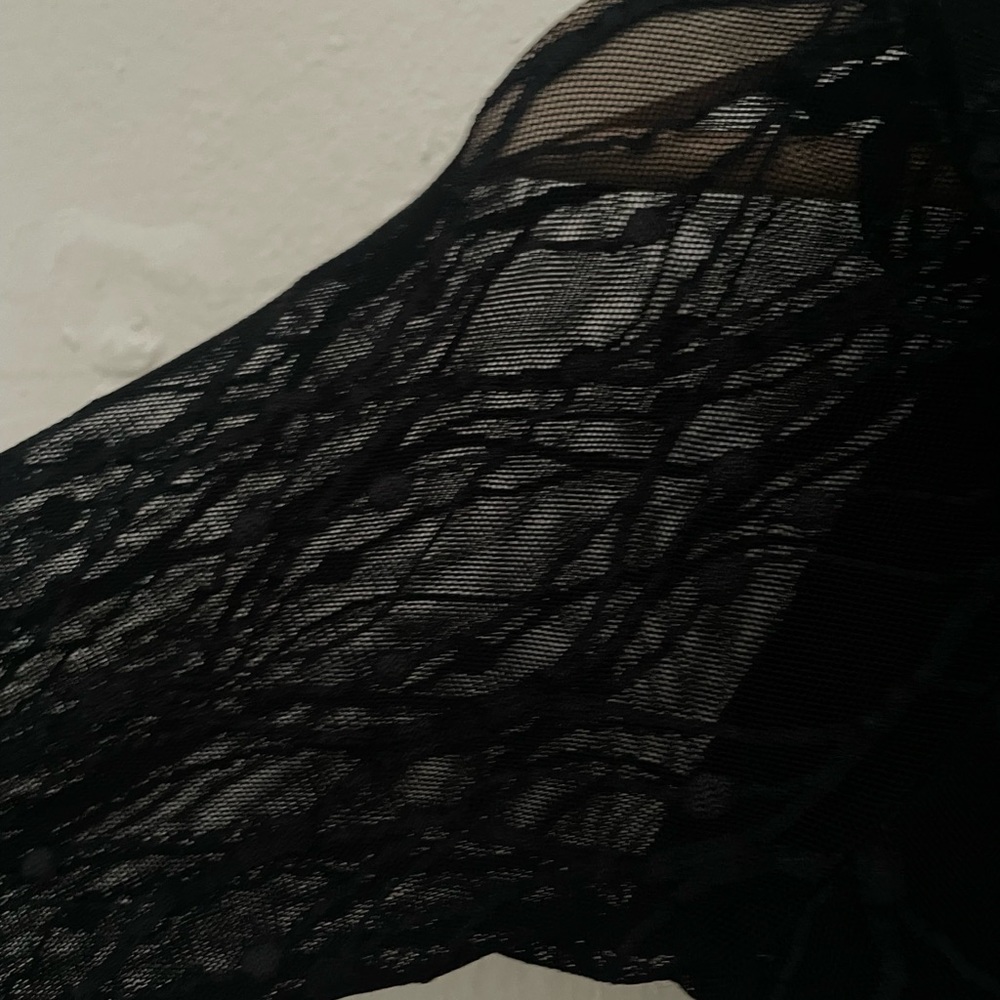 Off shoulder black mesh top